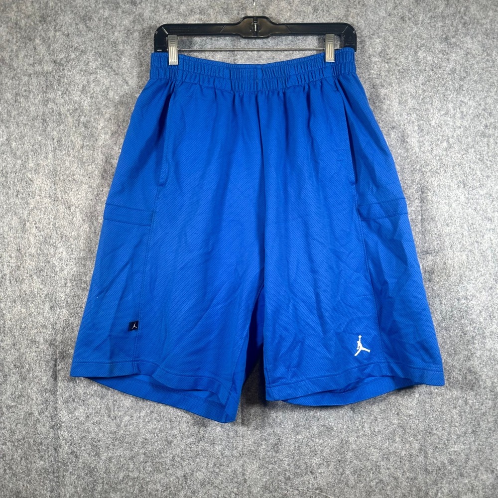 Air Jordan Mens Medium Dri-Fit Blue Basketball Shorts Mesh Hiphop Sportswear